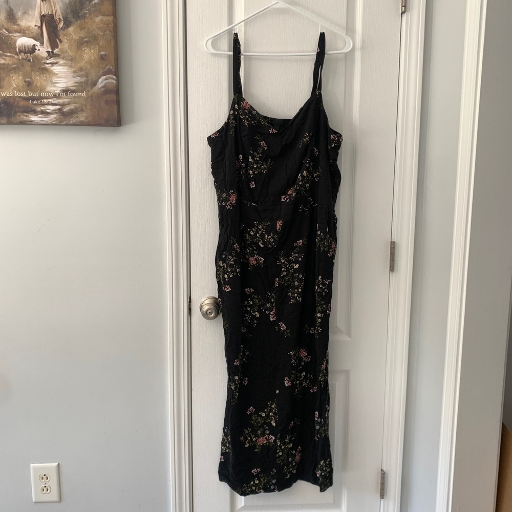 Torrid Black Floral Maxi Dress Women Plus Sz 3 Sleeveless Rayon Spandex 11390513